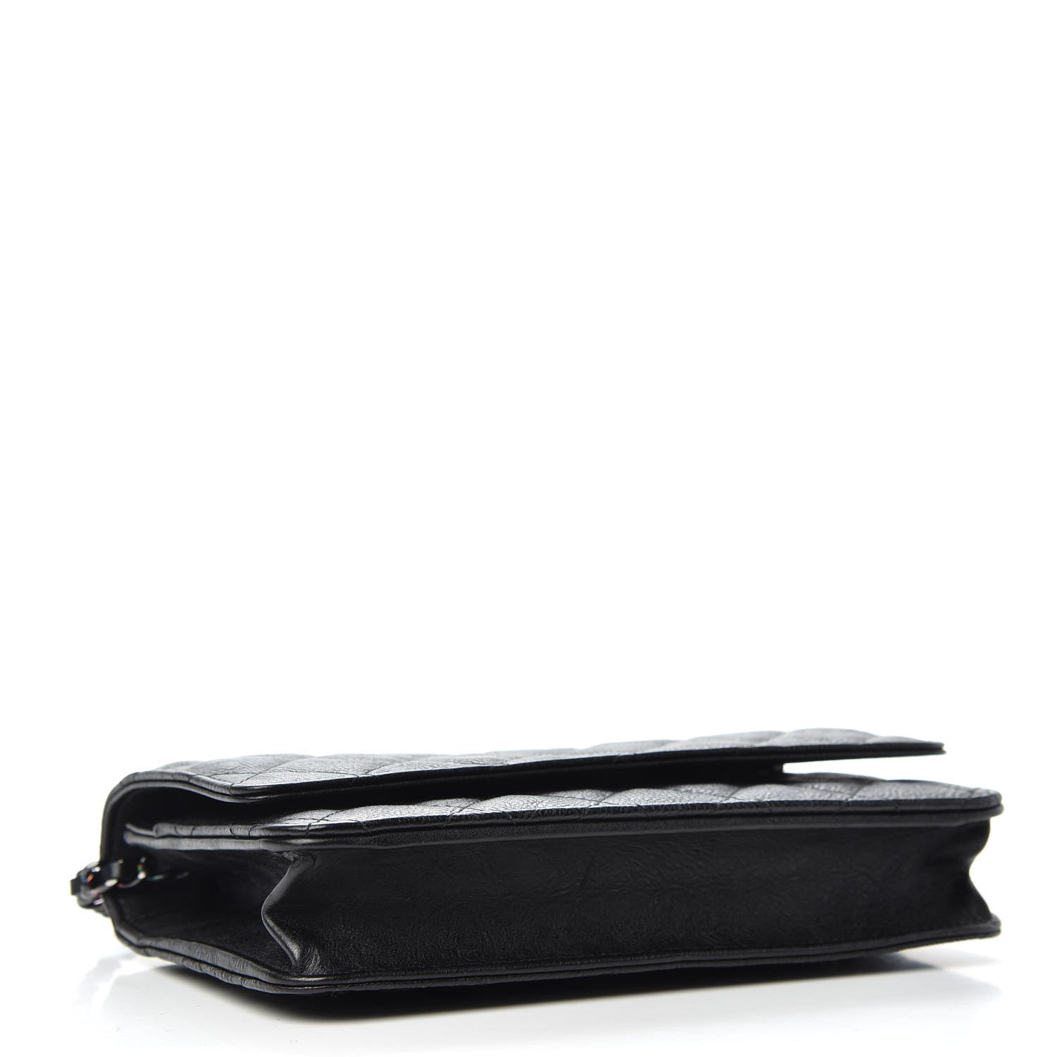 Chanel Crumpled Calfskin Quilted Wallet On Chain WOC So Black 4 of 8