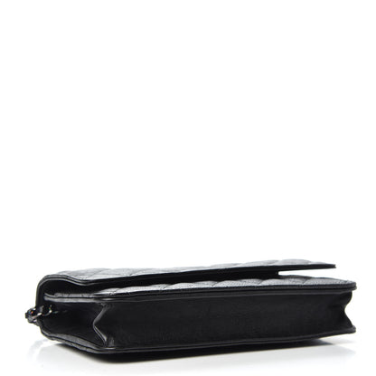Chanel Crumpled Calfskin Quilted Wallet On Chain WOC So Black 4 of 8