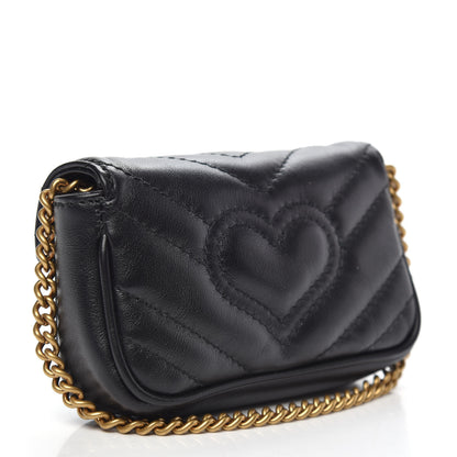 Gucci Calfskin Matelasse GG Marmont 2.0 Coin Purse On A Chain Black 3 of 9