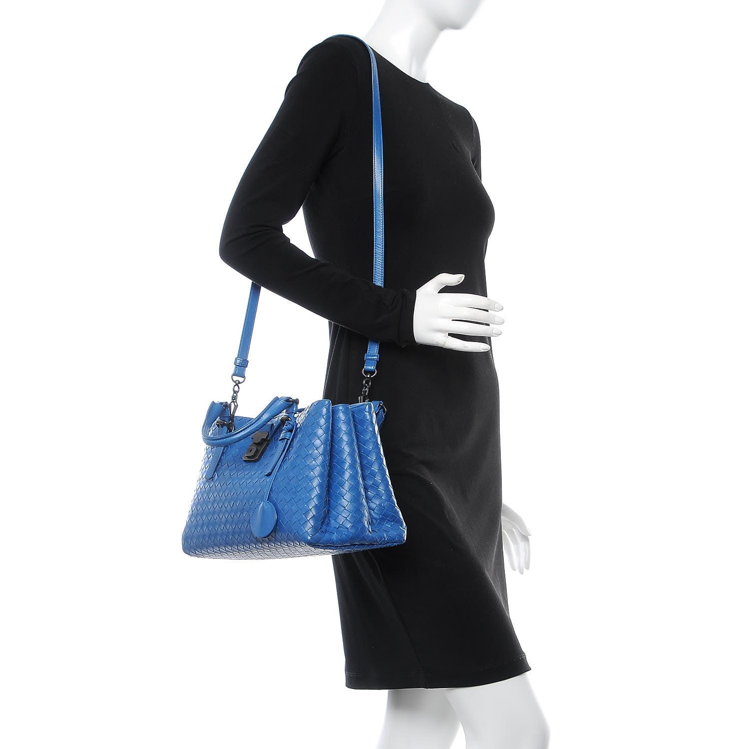 Bottega Veneta Light Calf Intrecciato Small Roma Signal Blue 2 of 8