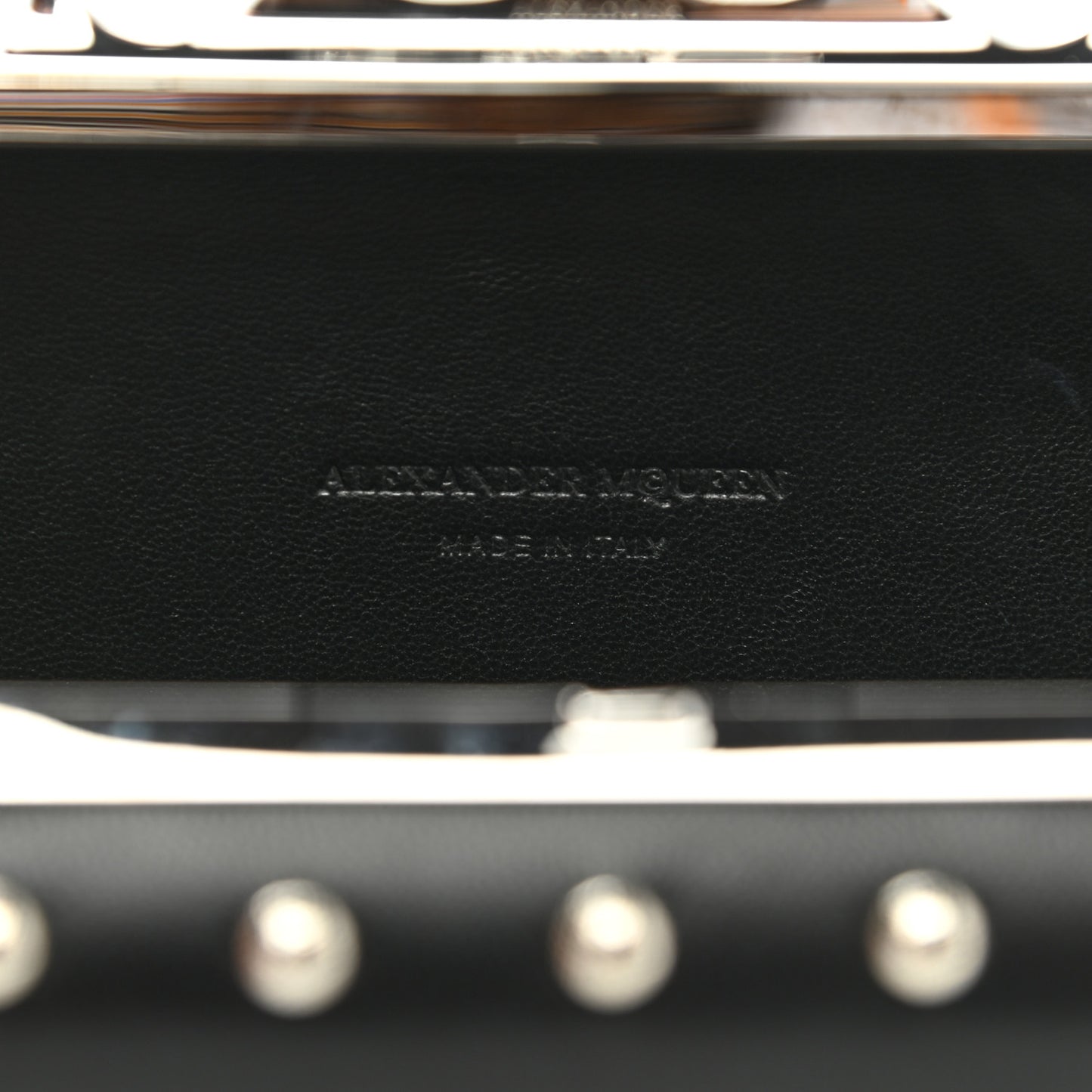 Nappa Studded Skull Knuckle Box Clutch Black