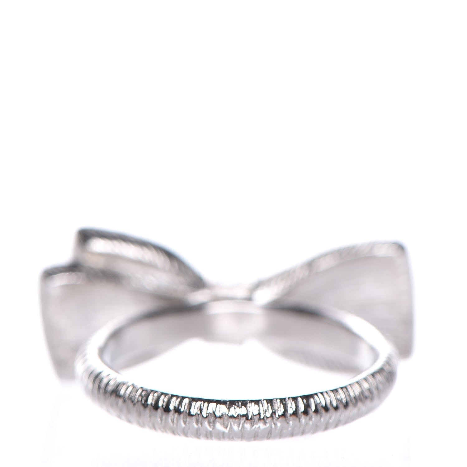 Chanel Crystal Bow Ring 7 Black Silver 3 of 5