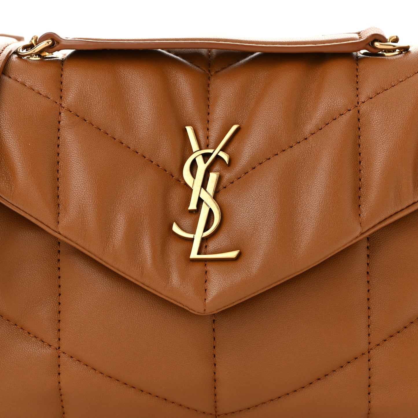 Lambskin Quilted Toy Loulou Puffer Monogram Chain Satchel Dark Cork