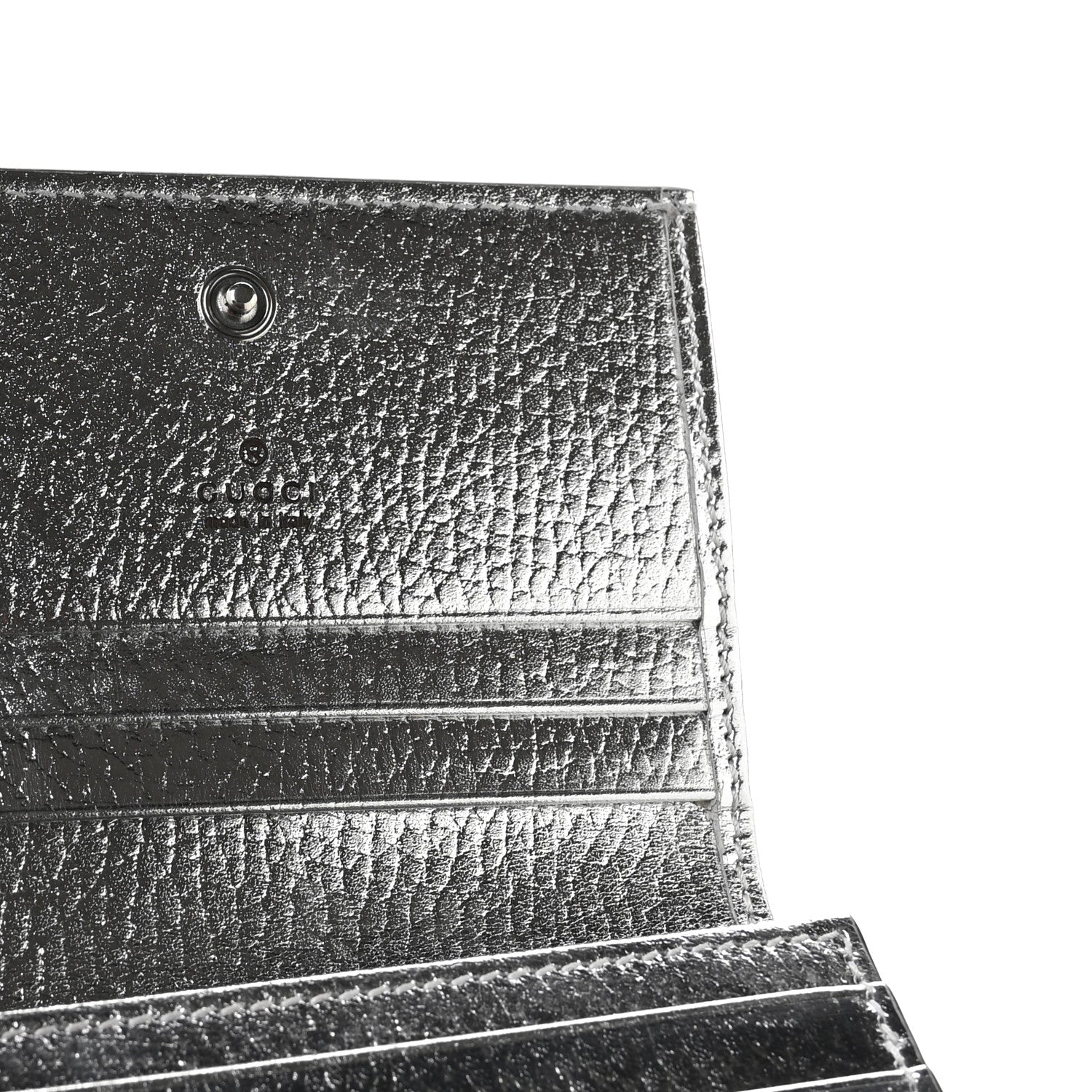 Gucci Metallic Calfskin GG Marmont Card Case Silver 6 of 7