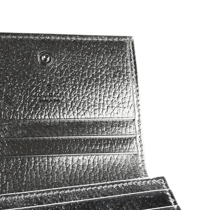 Gucci Metallic Calfskin GG Marmont Card Case Silver 6 of 7
