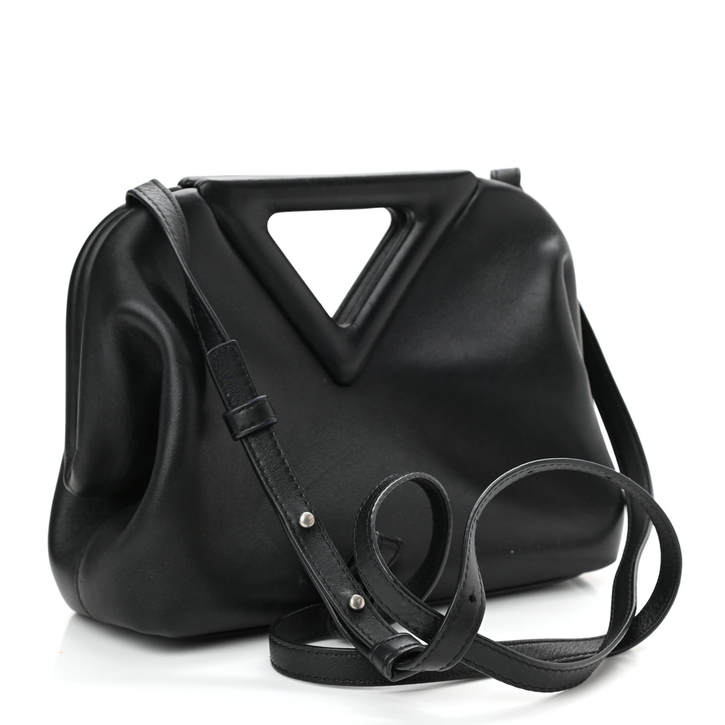 Calfskin Small The Point Triangle Bag Black