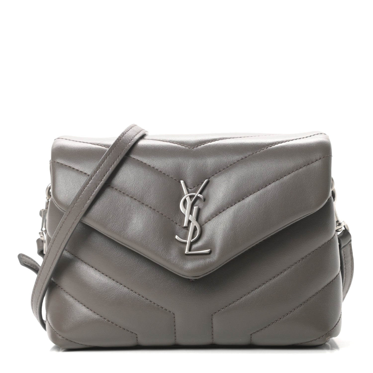 Saint Laurent Calfskin Y Quilted Monogram Toy Loulou Crossbody Bag Storm 1 of 15
