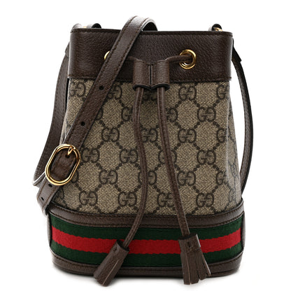 Gucci GG Supreme Monogram Web Small Ophidia Bucket Bag Brown 1 of 12