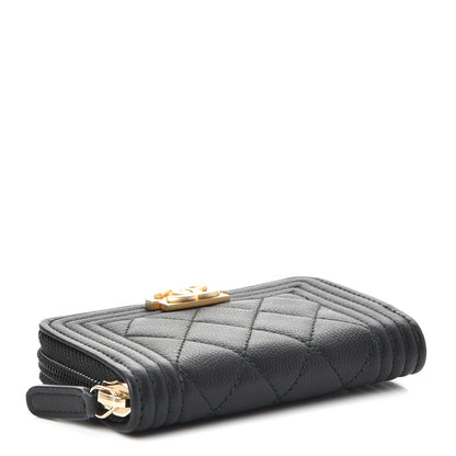 Chanel Caviar Quilted Boy Zip Around Coin Purse Wallet Black 4 of 8