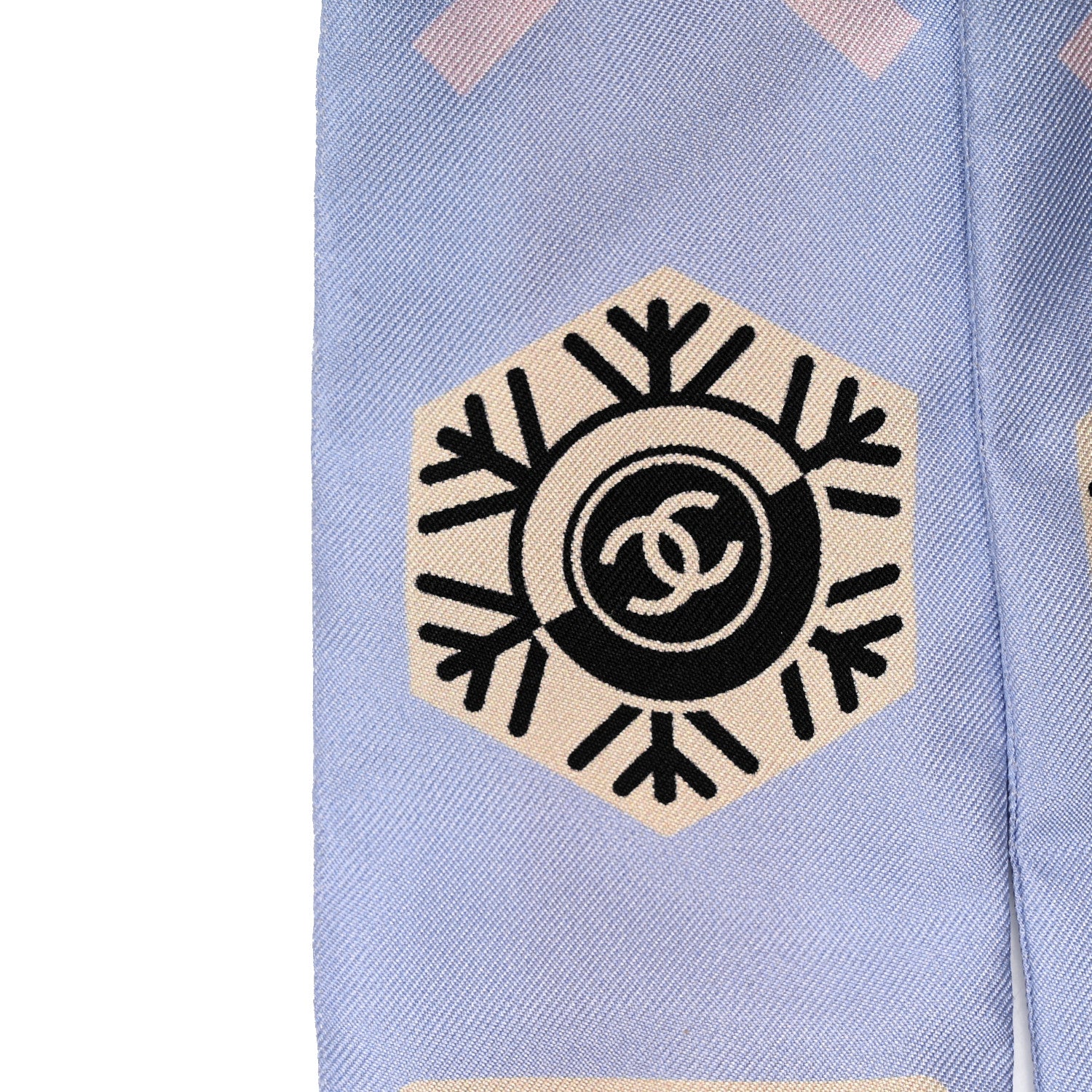 Chanel Silk Coco Snow Slim Bandeau Scarf Blue 4 of 4