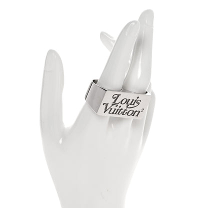 Louis Vuitton X NIGO Stainless Steel Strass Squared Double Ring L Silver 2 of 6