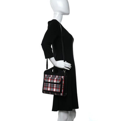 Burberry Calfskin Nylon Tartan Mini Pocket Bag Bright Red 2 of 9