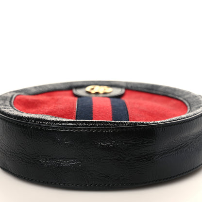 Gucci Suede Patent Web Mini Ophidia Round Shoulder Bag Hibiscus Red Black 8 of 9