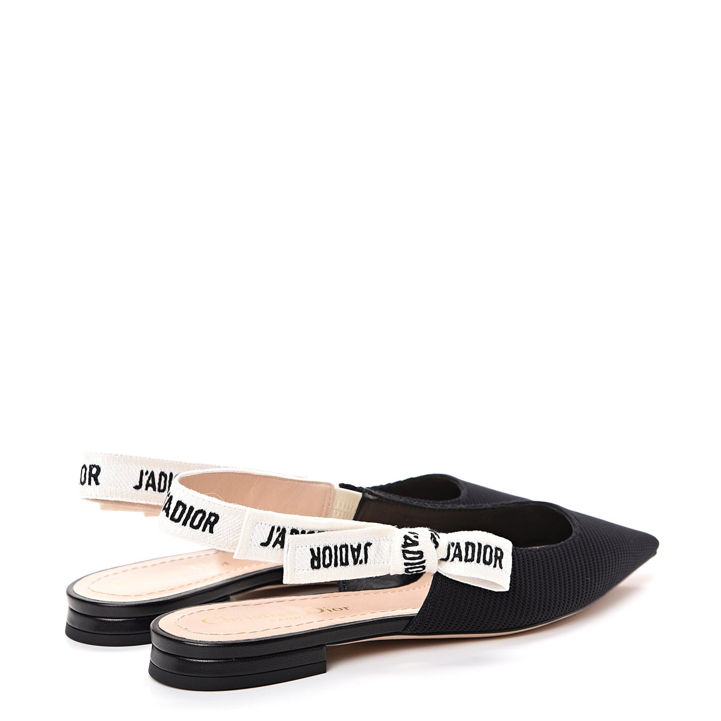 Technical Canvas Ribbon J'Adior Slingback Ballet Flats 37 Black