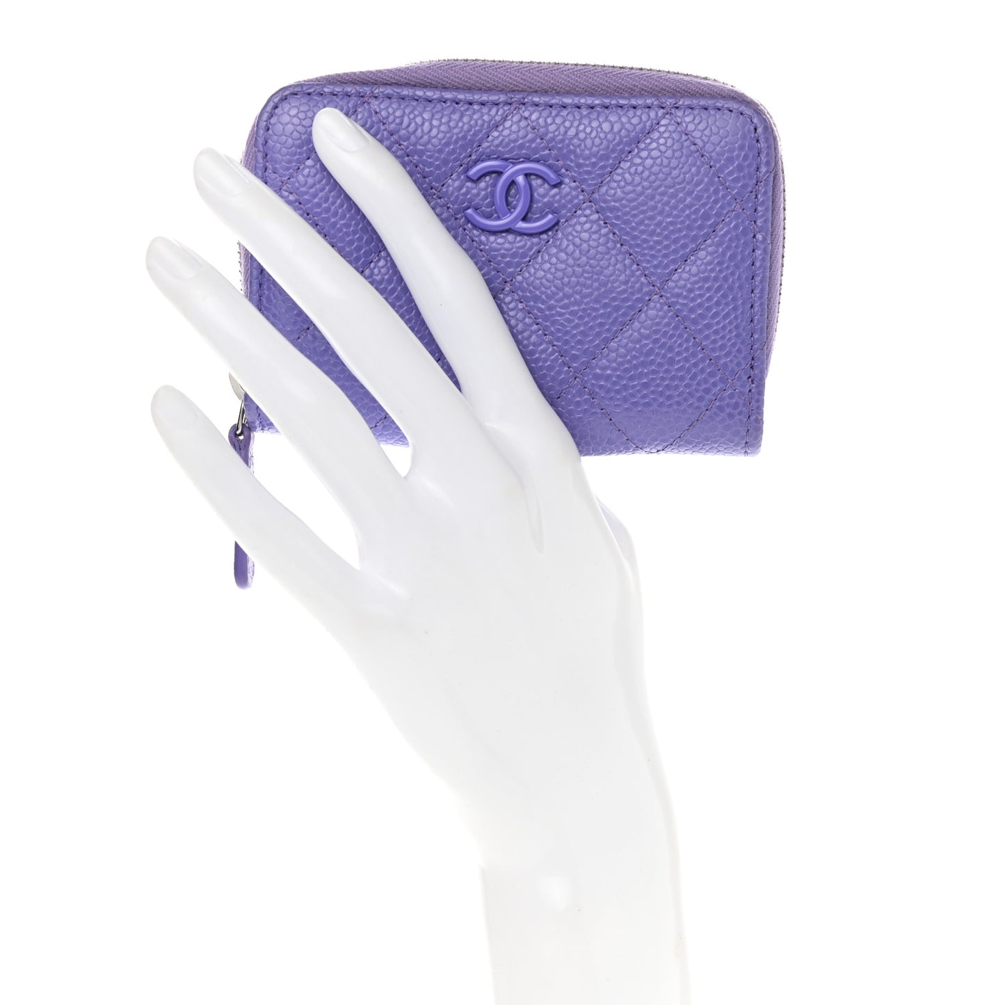 Caviar Quilted Incognito Zip Coin Purse Purple