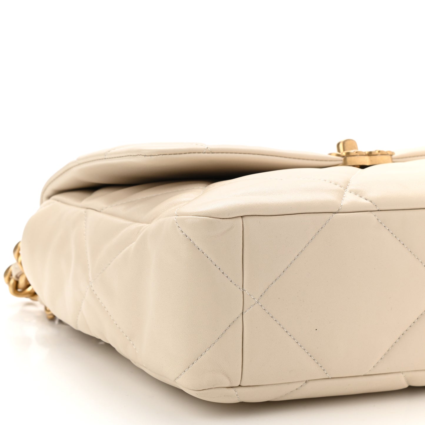 Lambskin Quilted Large Chanel 19 Flap Light Beige