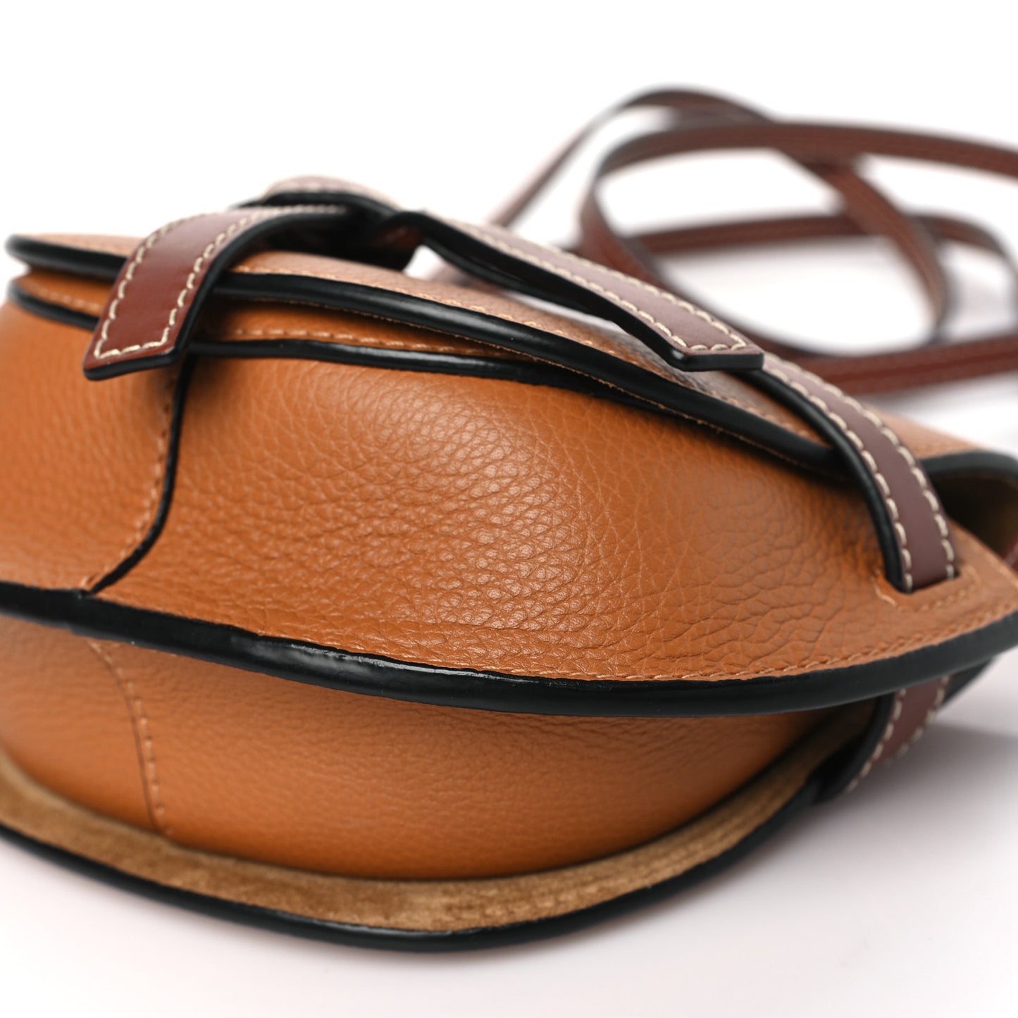 Grained Calfskin Mini Gate Crossbody Bag Caramel Pecan