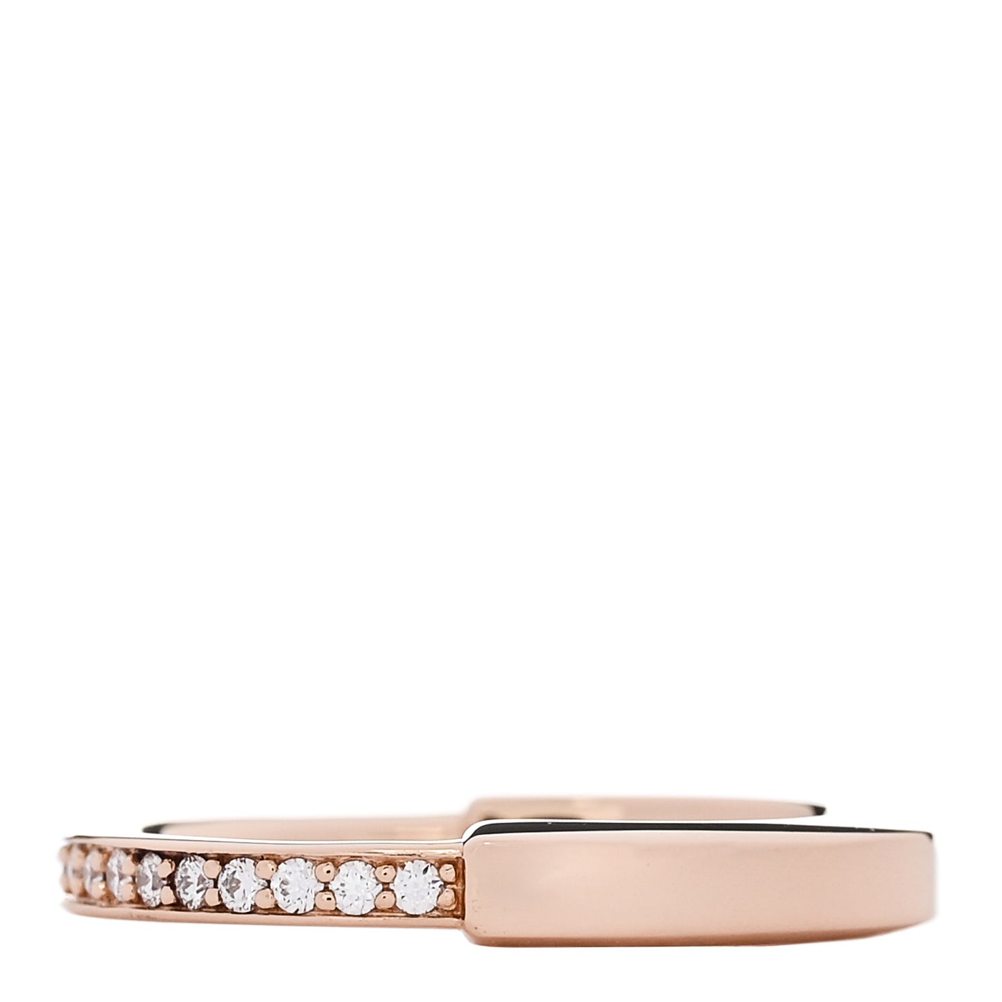 18K Rose Gold Diamond Lock Ring 49 5