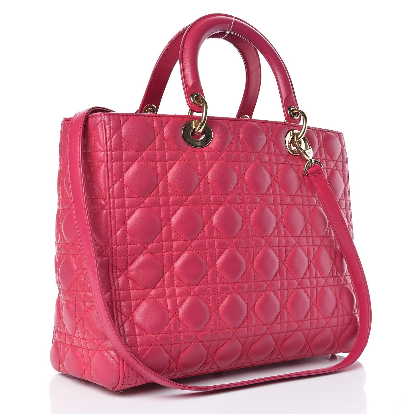 Lambskin Cannage Large Lady Dior Fuchsia