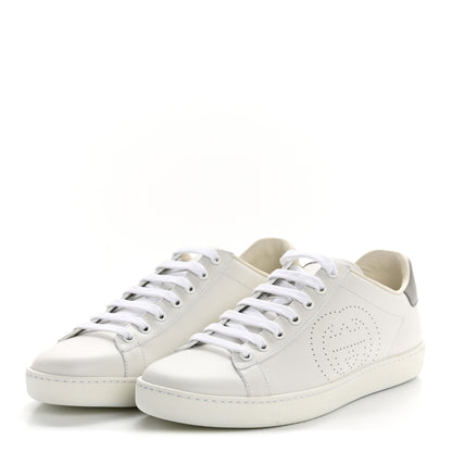 Gucci Calfskin Interlocking G Perforated Womens Ace Sneakers 38.5 White Grey Sky 7 of 20