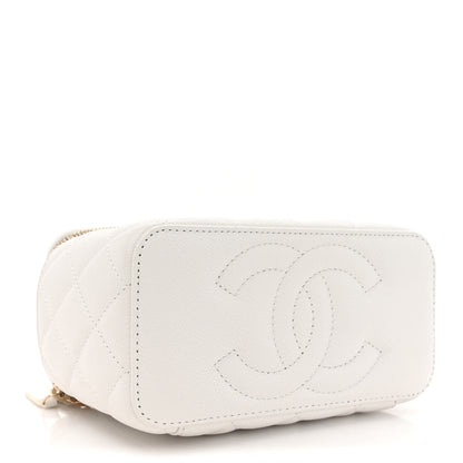 Chanel Caviar Quilted Sweetheart Vanity Case White 4 of 13