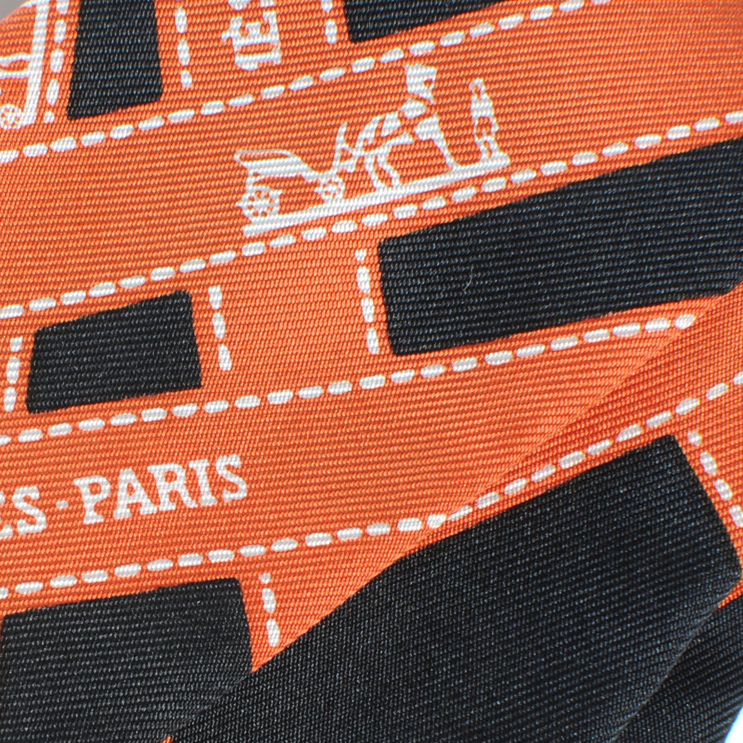 Silk Bolduc Twilly Scarf Orange and Black