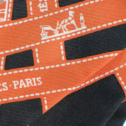 Hermes Silk Bolduc Twilly Scarf Orange and Black 1 of 4