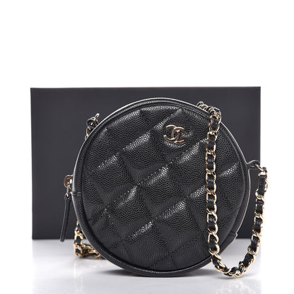 Chanel Caviar Quilted Round Clutch With Chain Black 8 of 8