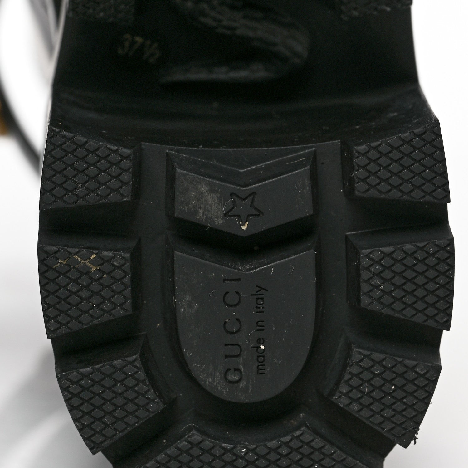 Gucci Magnum Calfskin Pearl Lace Up Combat Ankle Boots 37.5 Black 6 of 8