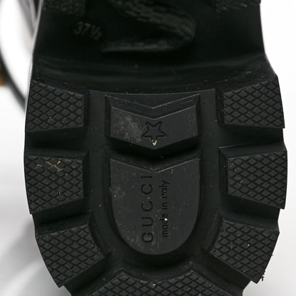 Gucci Magnum Calfskin Pearl Lace Up Combat Ankle Boots 37.5 Black 6 of 8
