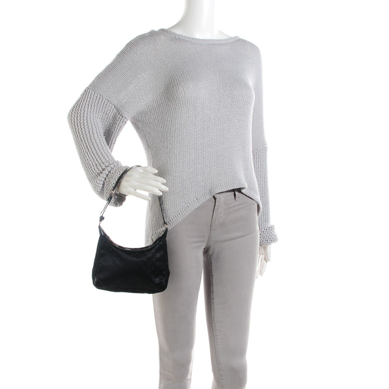 Louis Vuitton Satin Monogram Little Boulogne Black 2 of 7