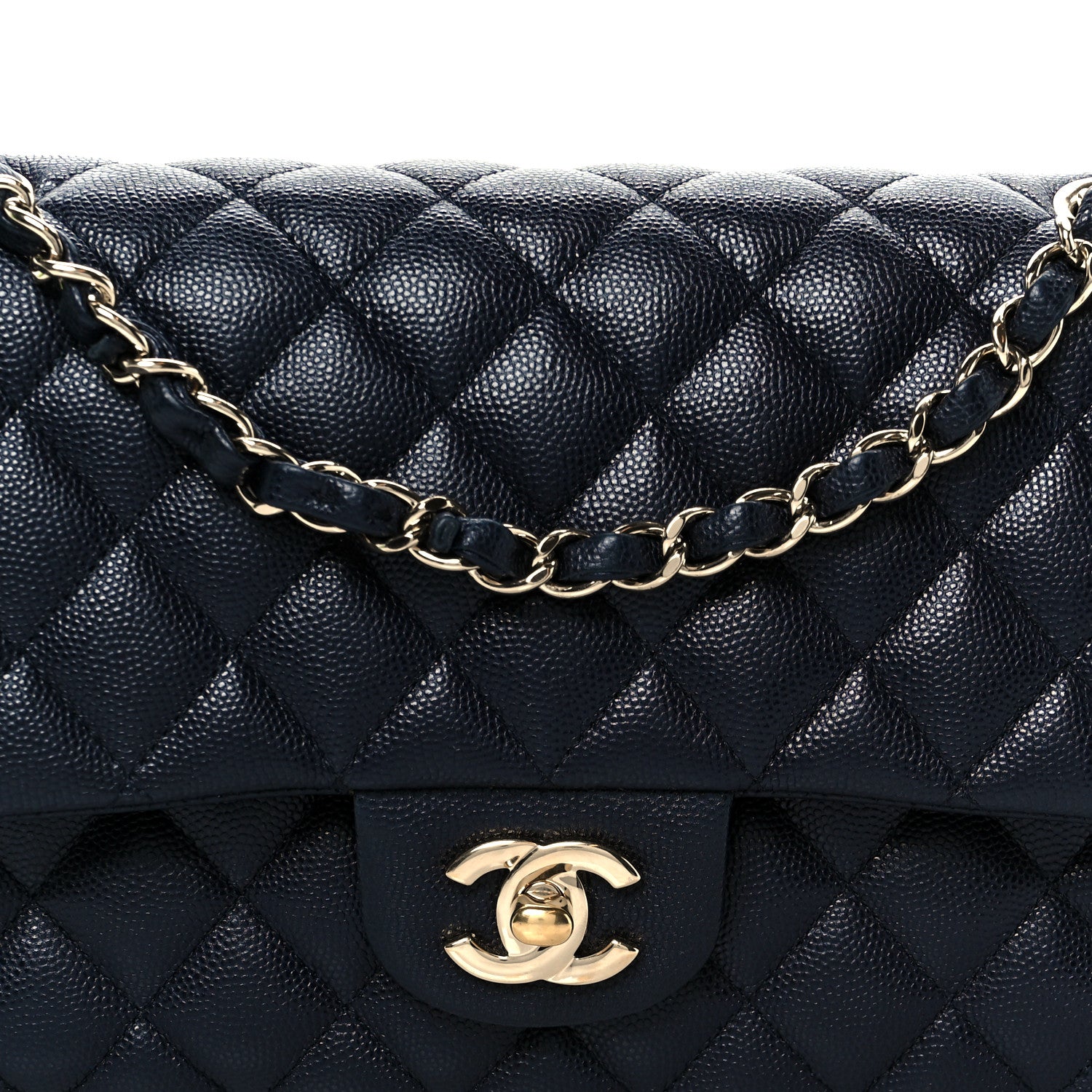 Chanel Caviar Quilted Medium Double Flap Navy 16 of 21