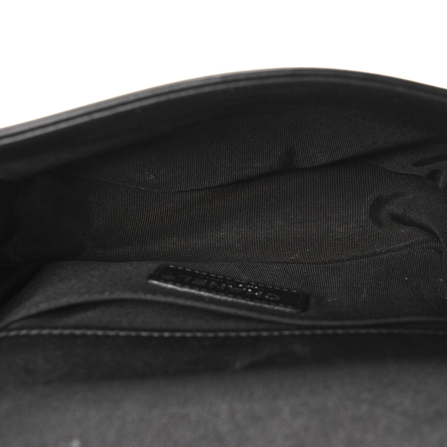 Calfskin Chevron Quilted Small Boy Flap Black