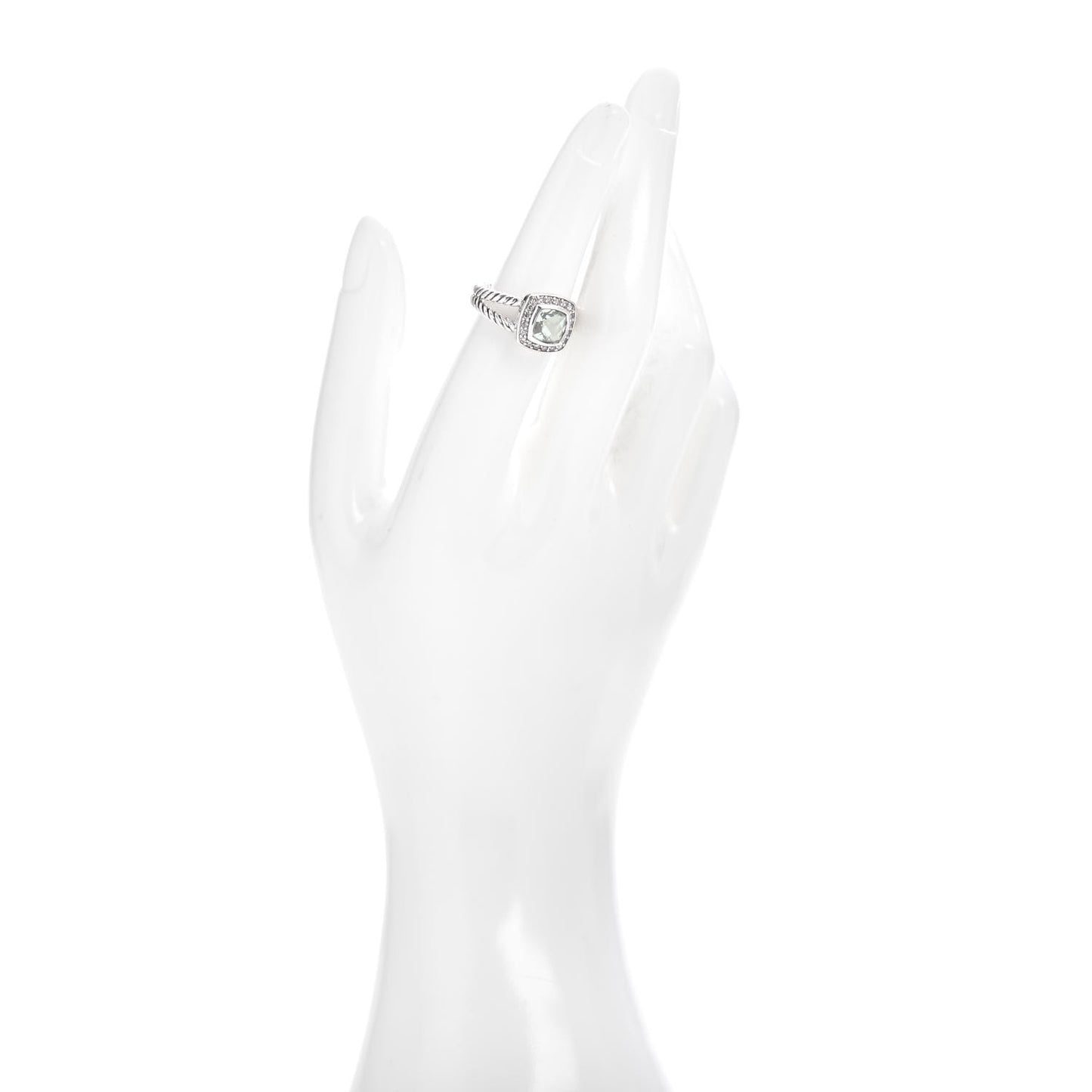Sterling Silver Diamond Prasiolite 7mm Petite Albion Ring 52 6