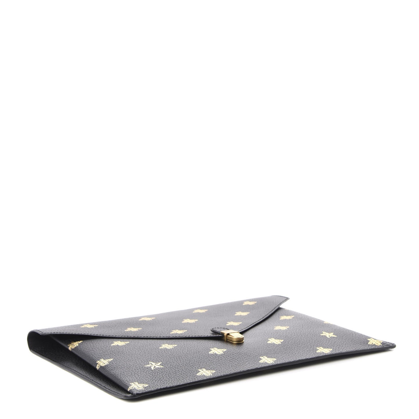 Grained Calfskin Bee Star Portfolio Black