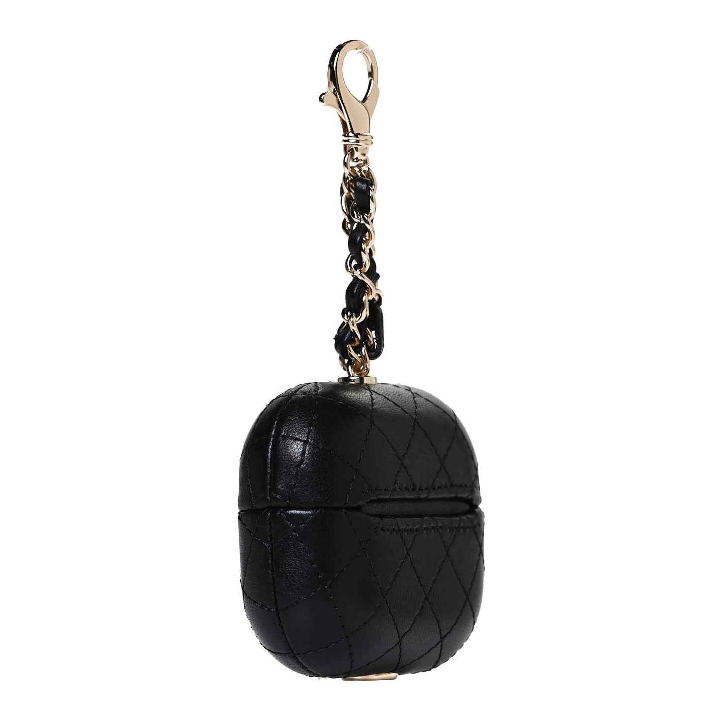 Lambskin Quilted Airpods Pro Case With Chain Black