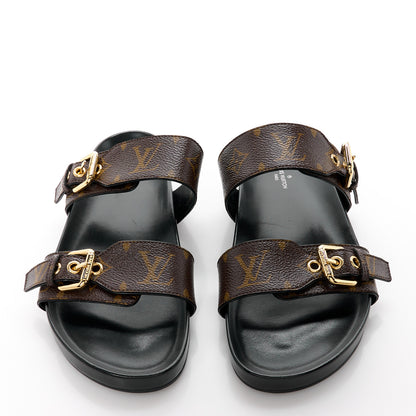 Louis Vuitton Monogram Bom Dia Mule Sandals 39 Black 2 of 8