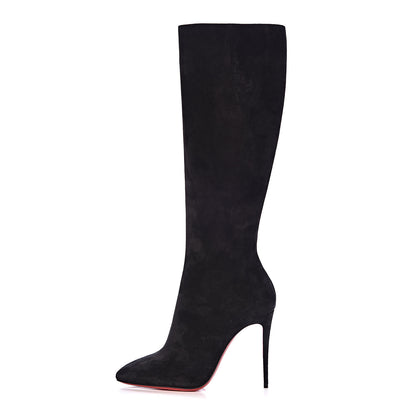 Christian Louboutin Veau Velours Eloise Botta 100 Knee Boots 37 Black 1 of 8