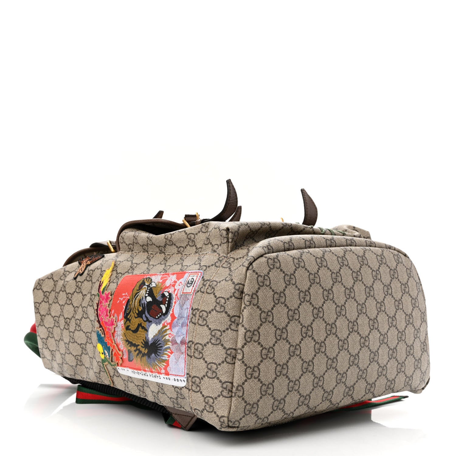 Gucci Soft GG Supreme Monogram Courrier Web Double Buckle Backpack Beige New Acero 4 of 12