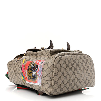 Gucci Soft GG Supreme Monogram Courrier Web Double Buckle Backpack Beige New Acero 4 of 12