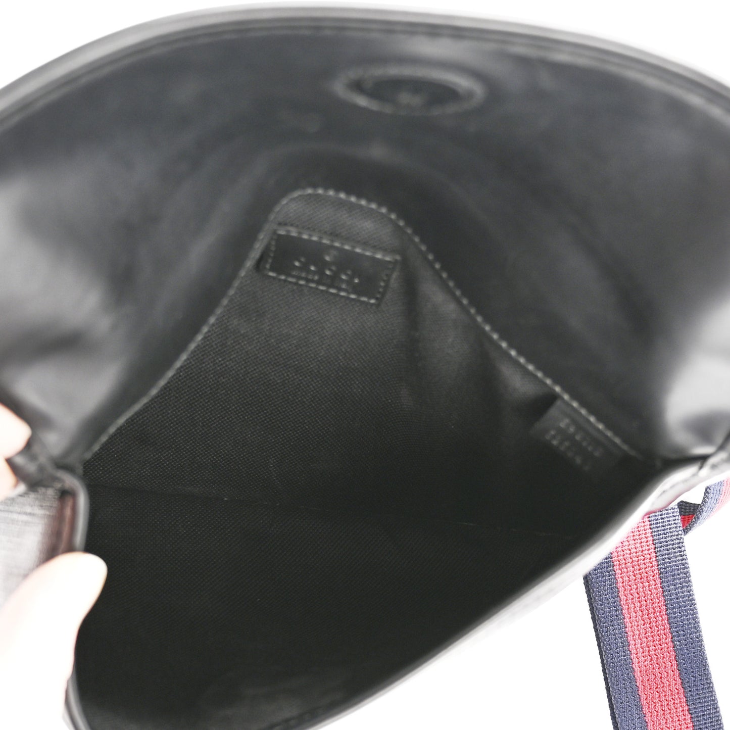 GG Supreme Monogram Web Slim Belt Bag Black Grey