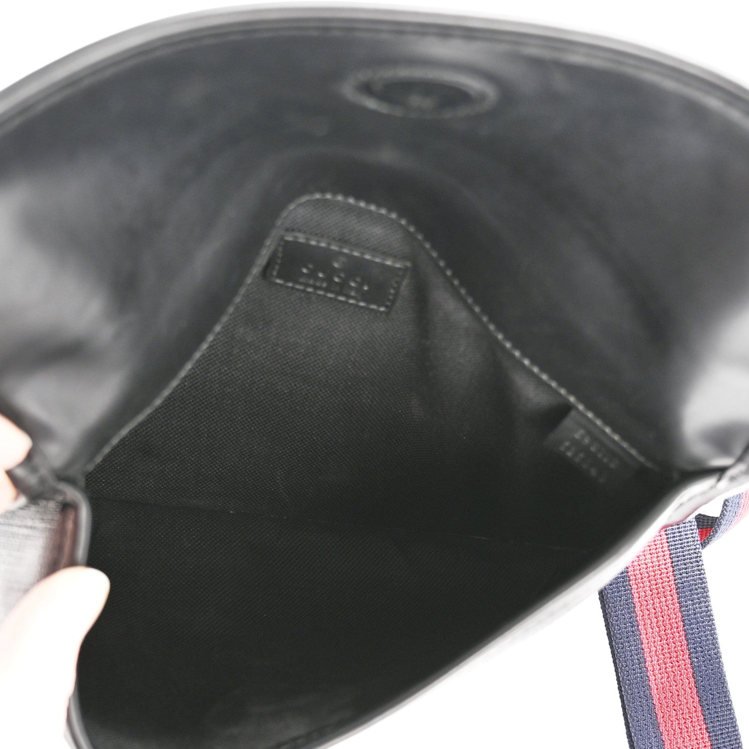 Gucci GG Supreme Monogram Web Slim Belt Bag Black Grey 5 of 12