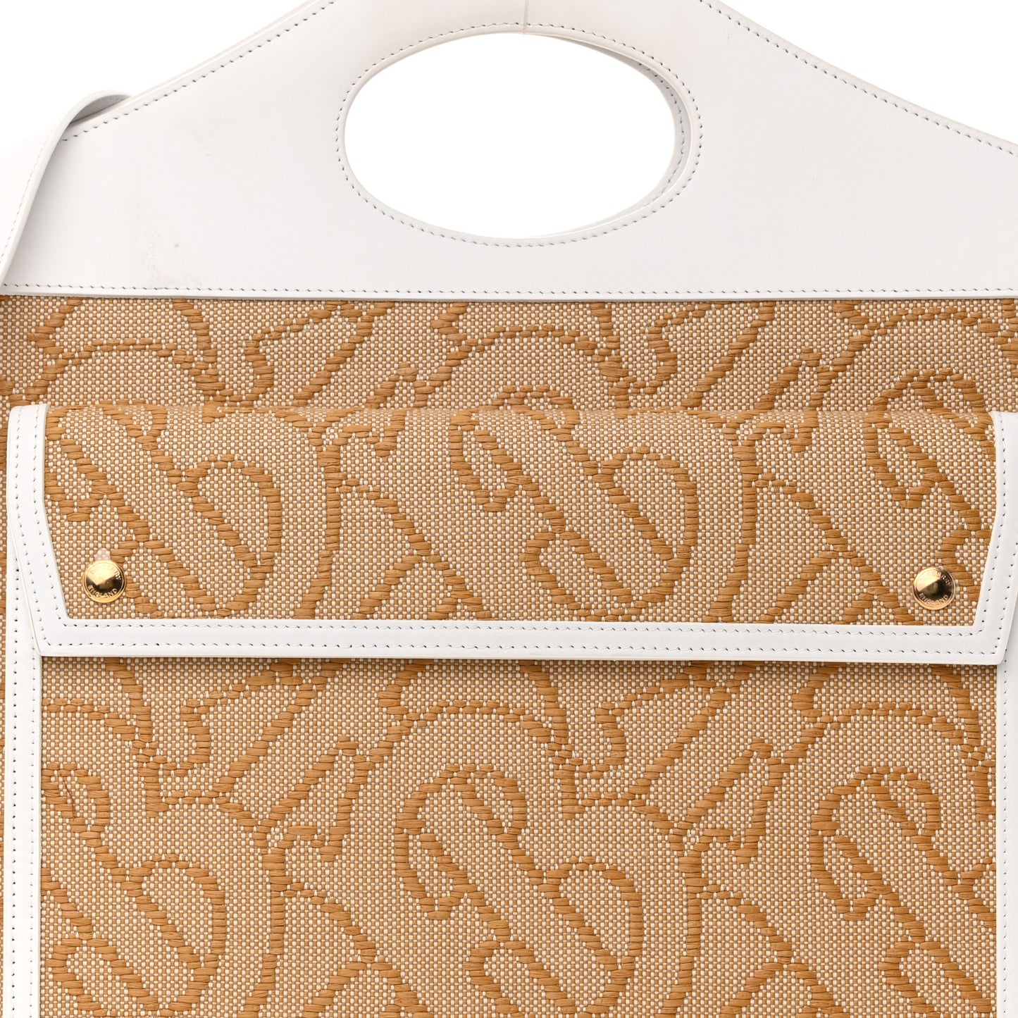Monogram Canvas Smooth Calfskin Medium Pocket Bag White Beige