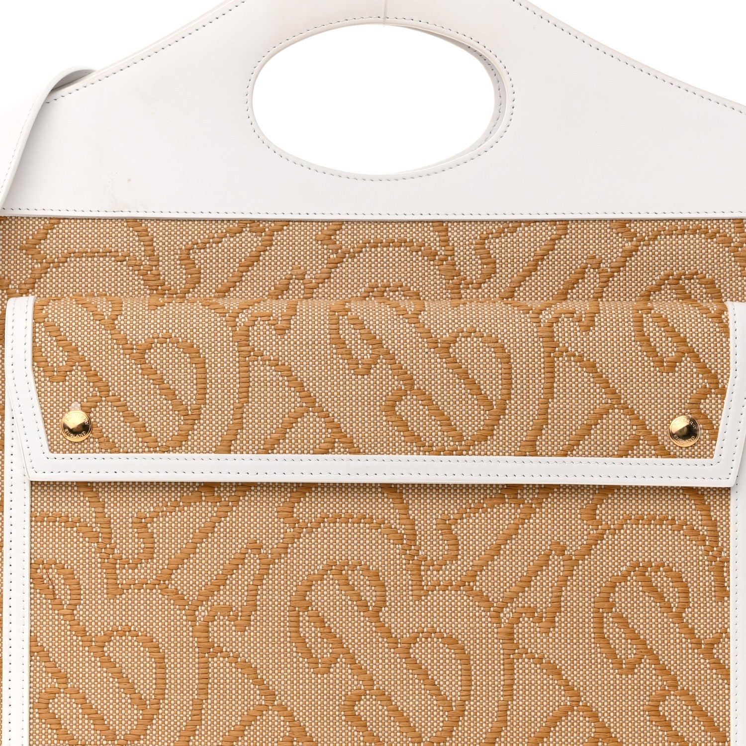 Burberry Monogram Canvas Smooth Calfskin Medium Pocket Bag White Beige 8 of 16