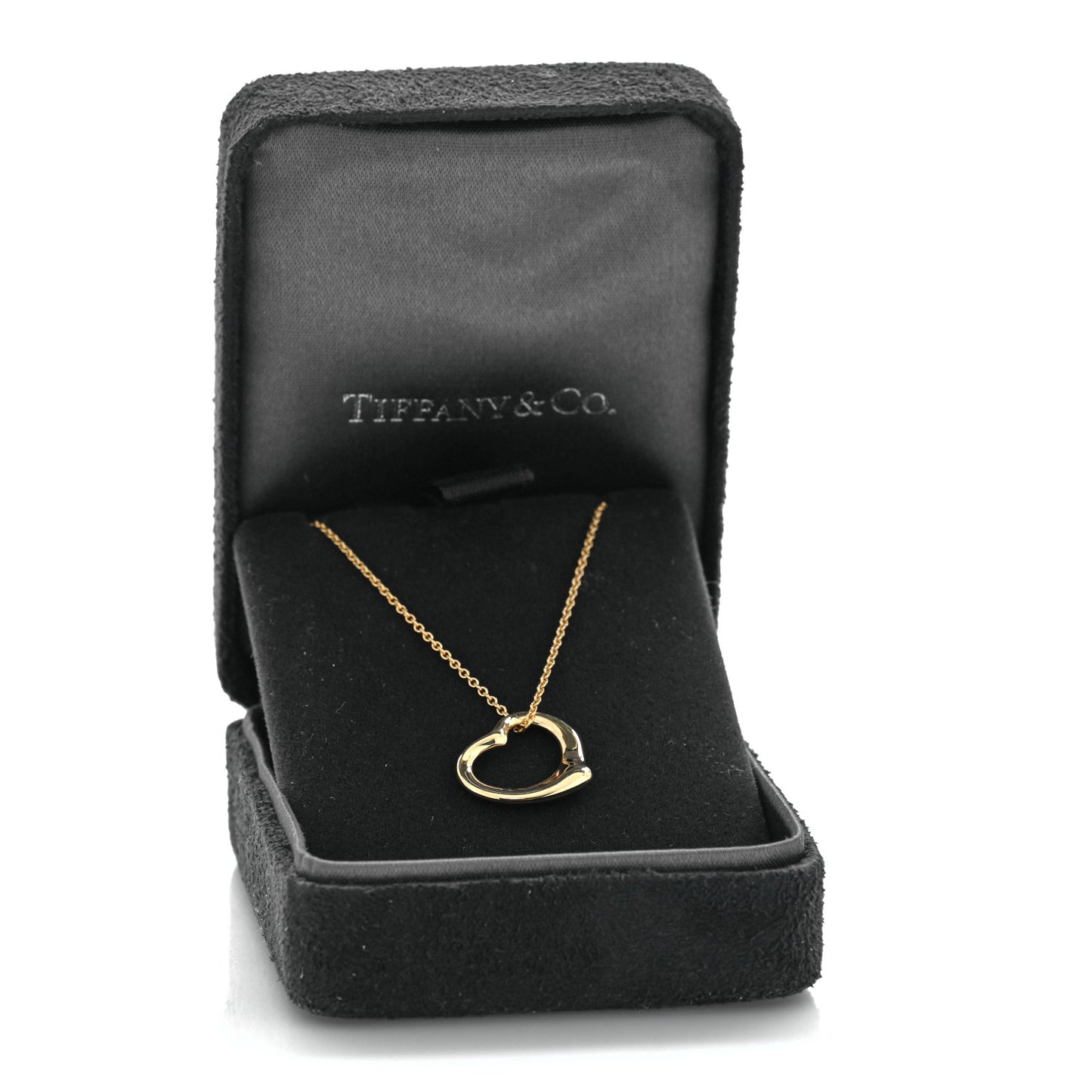 18K Yellow Gold 16mm Elsa Peretti Open Heart Pendant Necklace