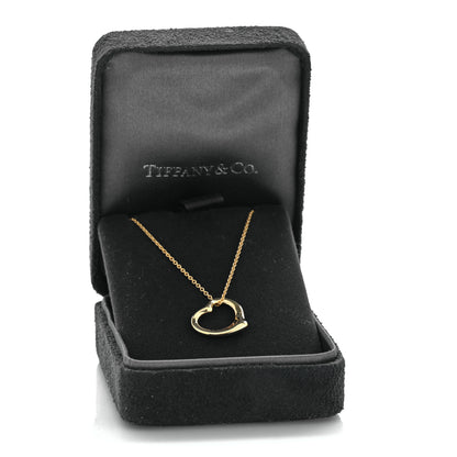Tiffany 18K Yellow Gold 16mm Elsa Peretti Open Heart Pendant Necklace 5 of 5