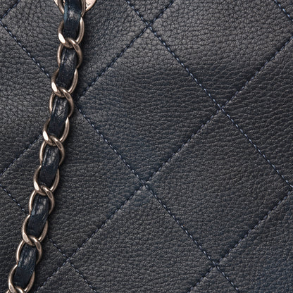 Chanel Deerskin Stitched Large CC Shopping Tote Navy 12 of 17