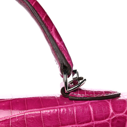Hermes Shiny Niloticus Crocodile Kelly Sellier 32 Rose Scheherazade 19 of 27