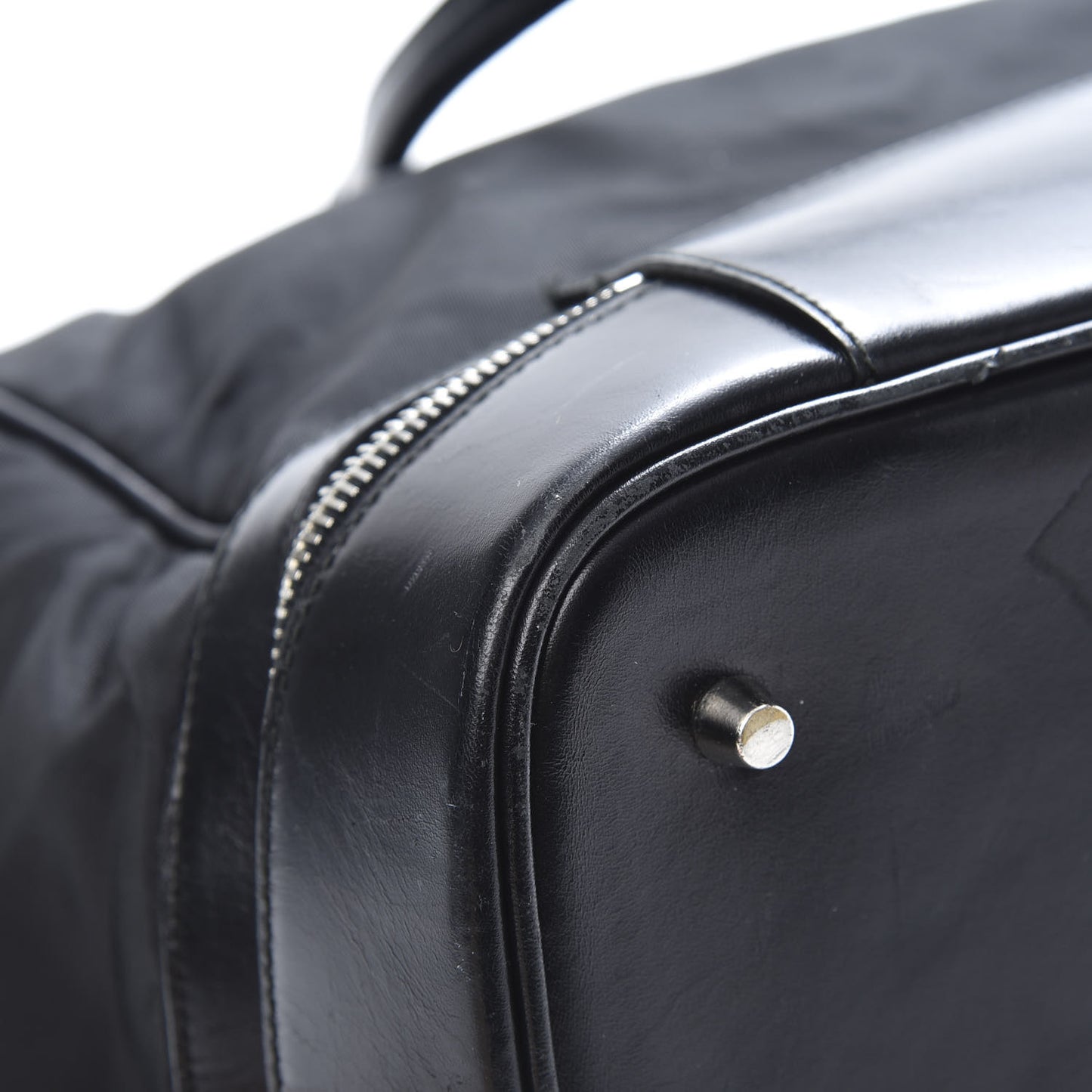 Tessuto Nylon Soft Calf Zip Around Satchel Black