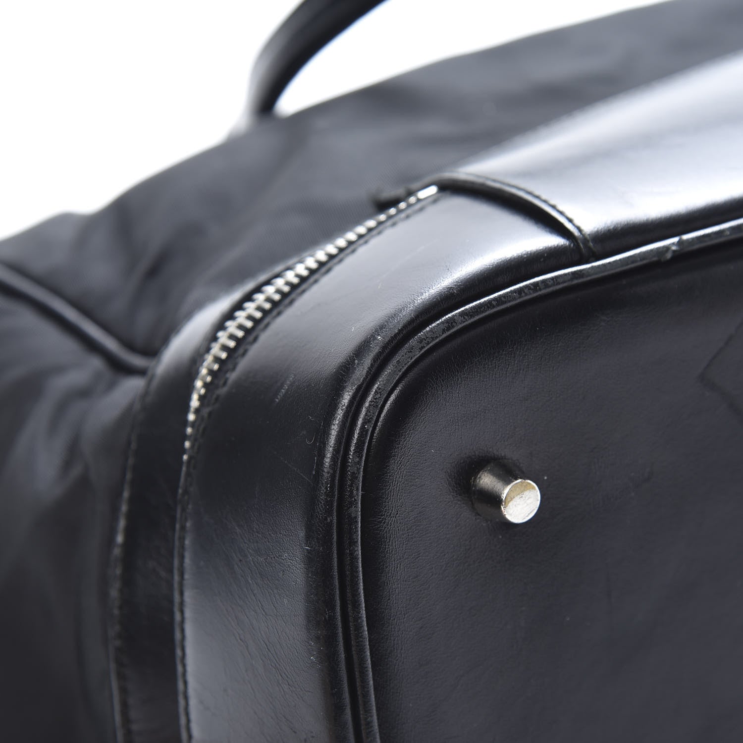 Prada Tessuto Nylon Soft Calf Zip Around Satchel Black 12 of 22